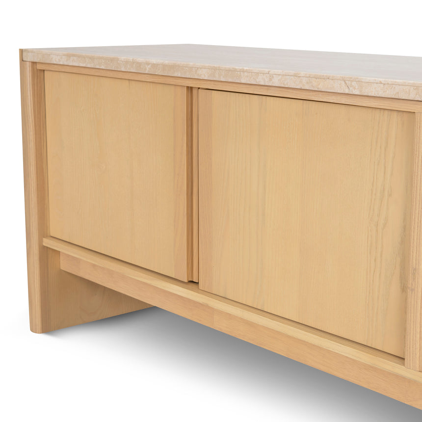 CTV8737-KK 2.1m Travertine Top TV Entertainment Unit - Creme Ash