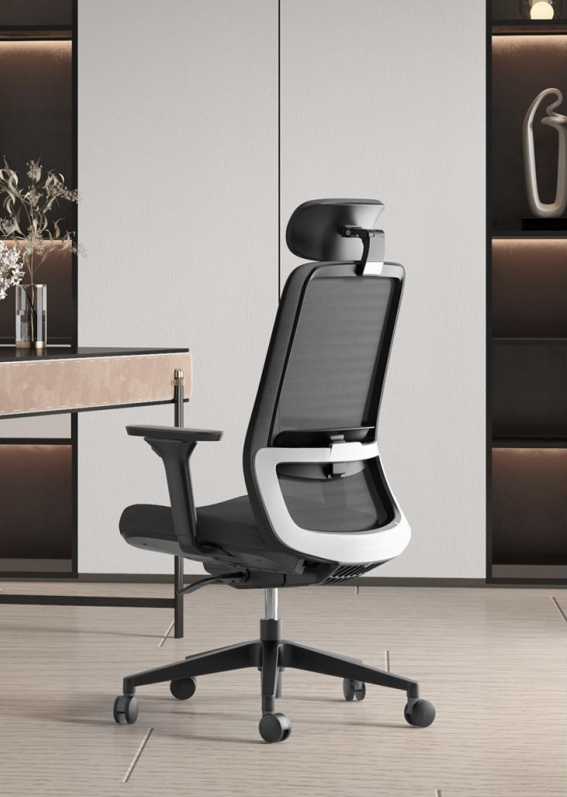 COC8505-LF Mesh Office Chair - Cloud Grey with White Base