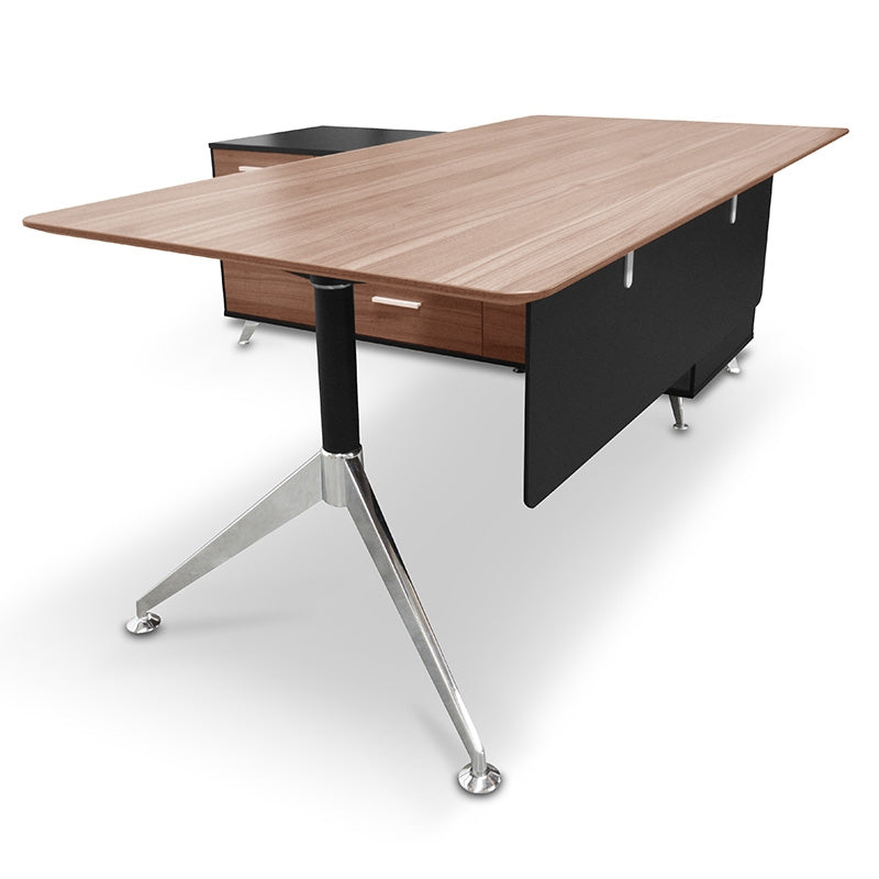 Ex Display - COT202-M 1.95m Executive Office Desk Left Return - Walnut - Black