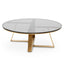 Ex Display - CCF6392-KS 100cm Round Grey Glass Coffee Table - Gold Base