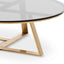 Ex Display - CCF6392-KS 100cm Round Grey Glass Coffee Table - Gold Base