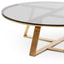 Ex Display - CCF6392-KS 100cm Round Grey Glass Coffee Table - Gold Base