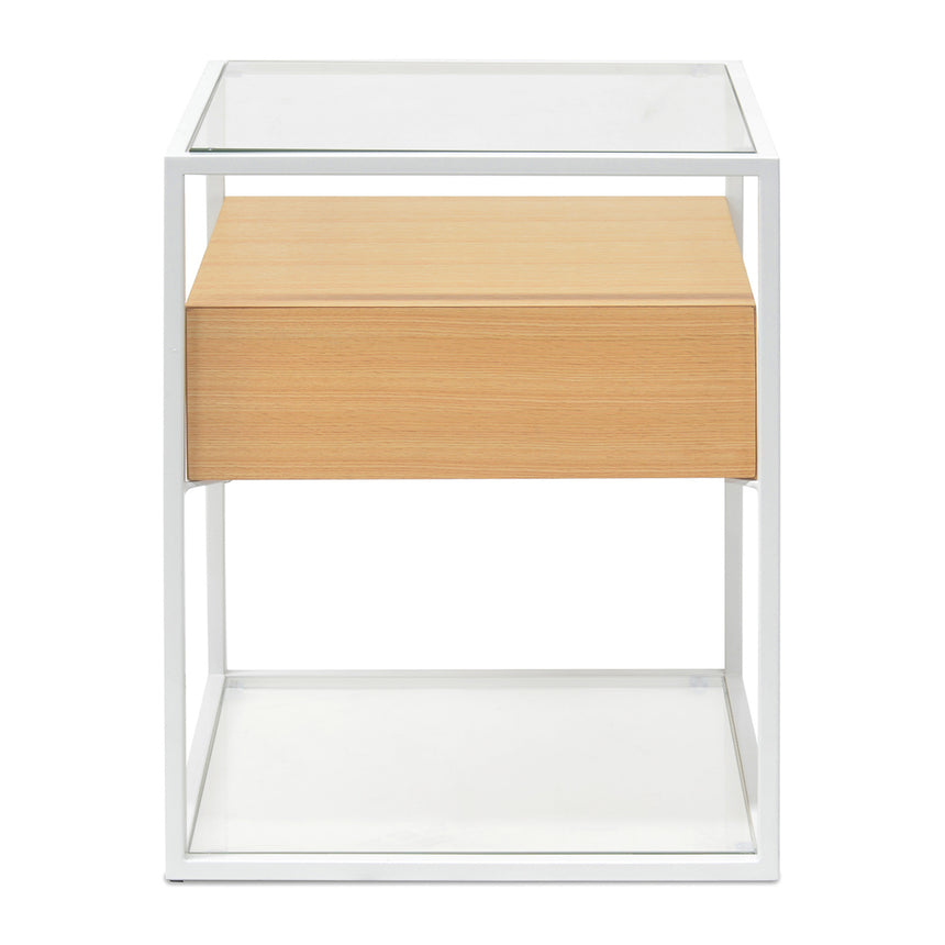 Ex Display - CST311N-IG Scandinavian Oak Side Table - White Metal Frame