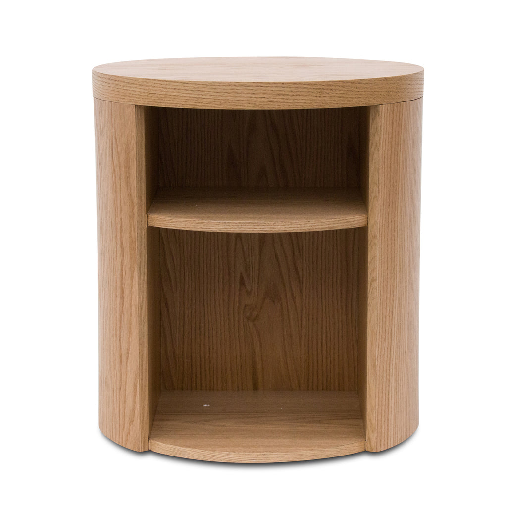 CST8085-BB Round Wooden Bedside Table - Nat... | Calibre Furniture