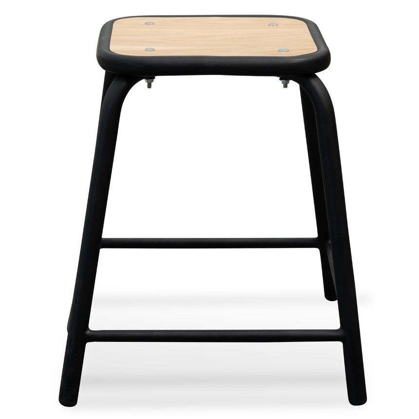 Ex Display - CBS2463-NH Low Stool With Natural Timber Seat - Black Frame