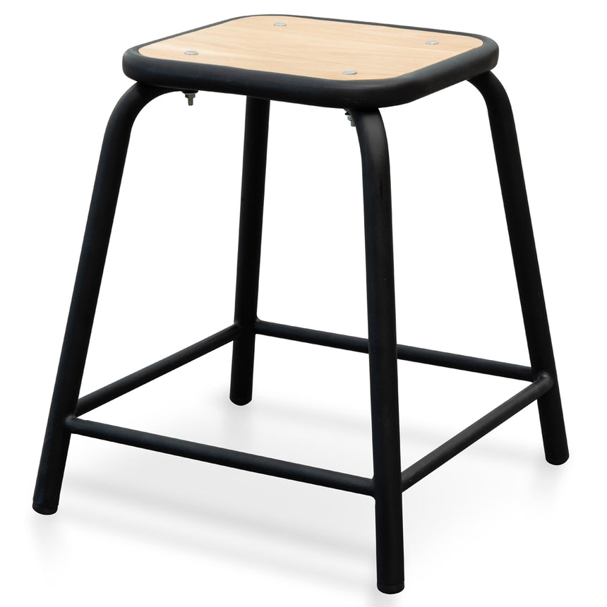 Ex Display - CBS2463-NH Low Stool With Natural Timber Seat - Black Frame