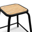 Ex Display - CBS2463-NH Low Stool With Natural Timber Seat - Black Frame