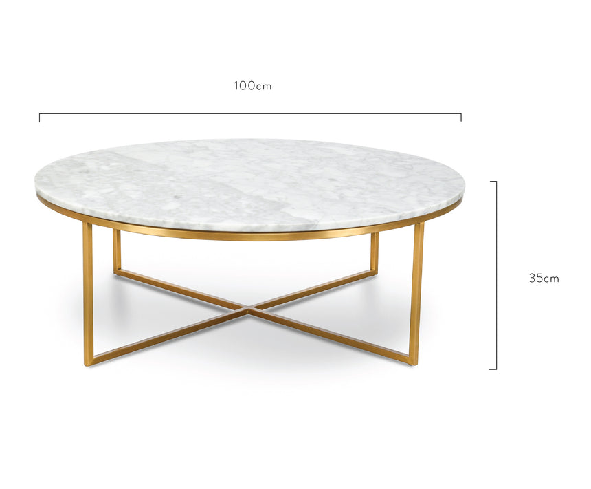 Ex Display - CCF1051-DW 100cm Round Marble Coffee Table