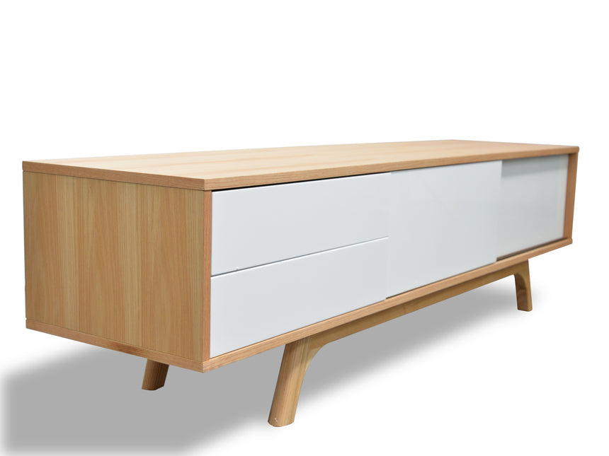 Ex Display - CTV361-BB 1.8m Scandinavian TV Entertainment Unit - Lowline - Natural