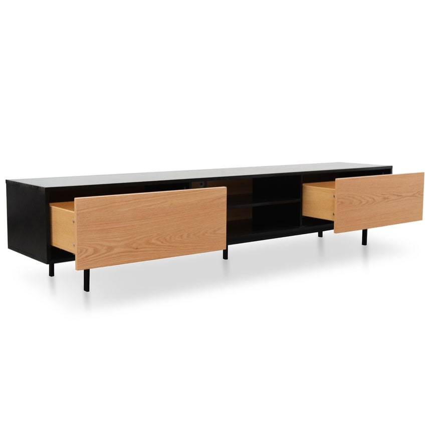 Ex Display - CTV2206-BB 2.3 Entertainment TV Unit - Black Frame - Natural Drawers