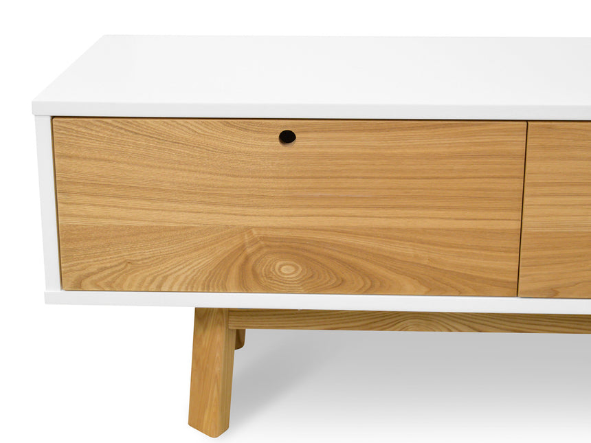 Ex Display - CTV863-DW 2.2m Scandinavian TV Unit - White - Natural