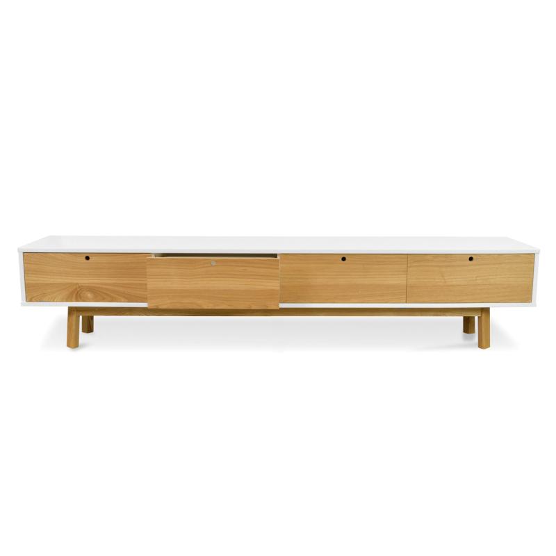 Ex Display - CTV863-DW 2.2m Scandinavian TV Unit - White - Natural