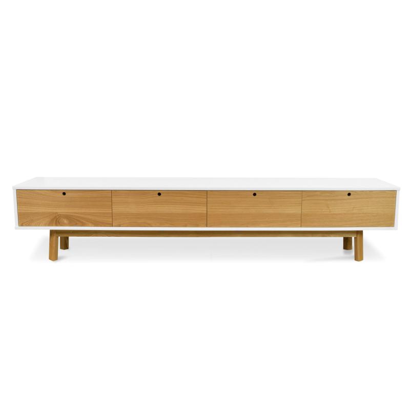 Ex Display - CTV863-DW 2.2m Scandinavian TV Unit - White - Natural