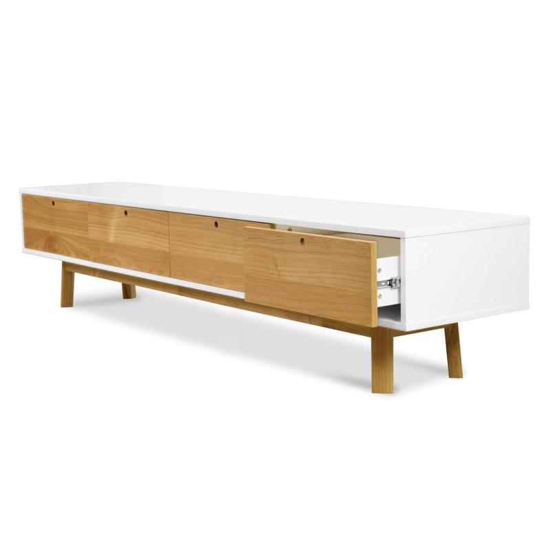 Ex Display - CTV863-DW 2.2m Scandinavian TV Unit - White - Natural